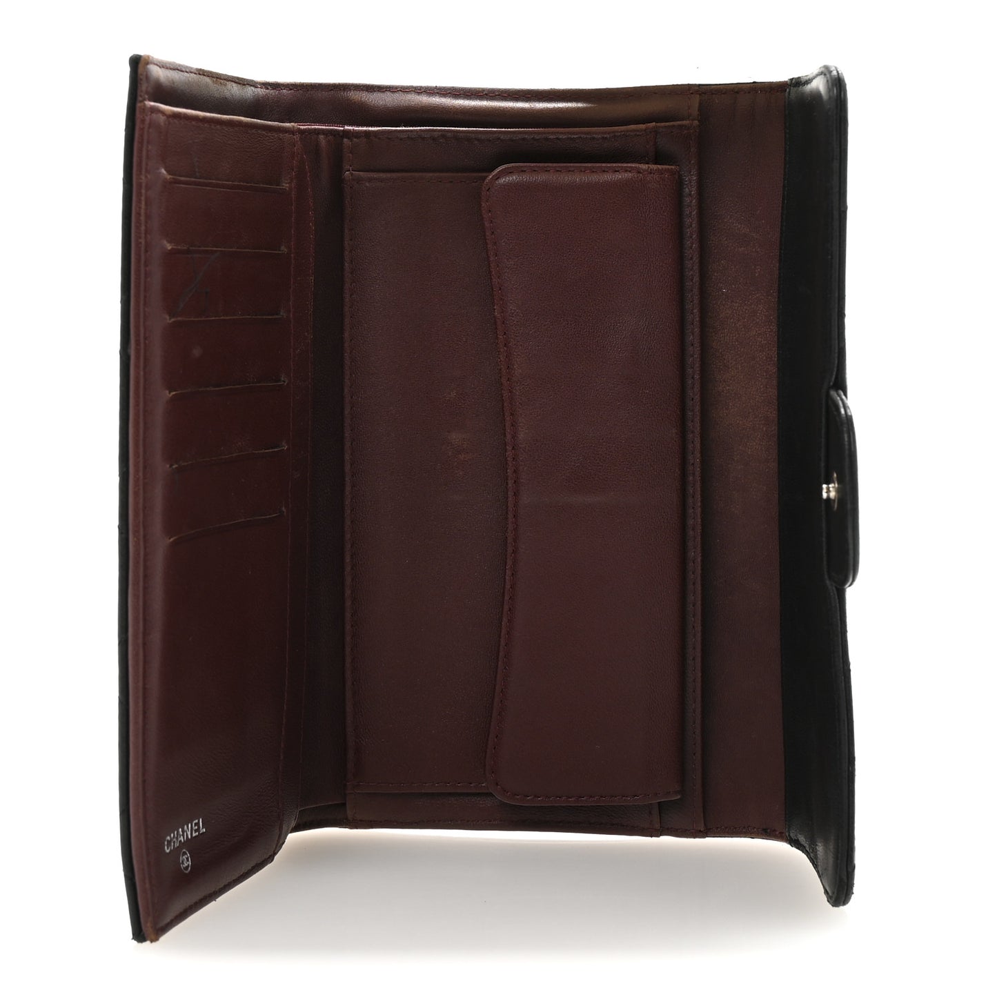 Lambskin Quilted Large Flap Wallet Black