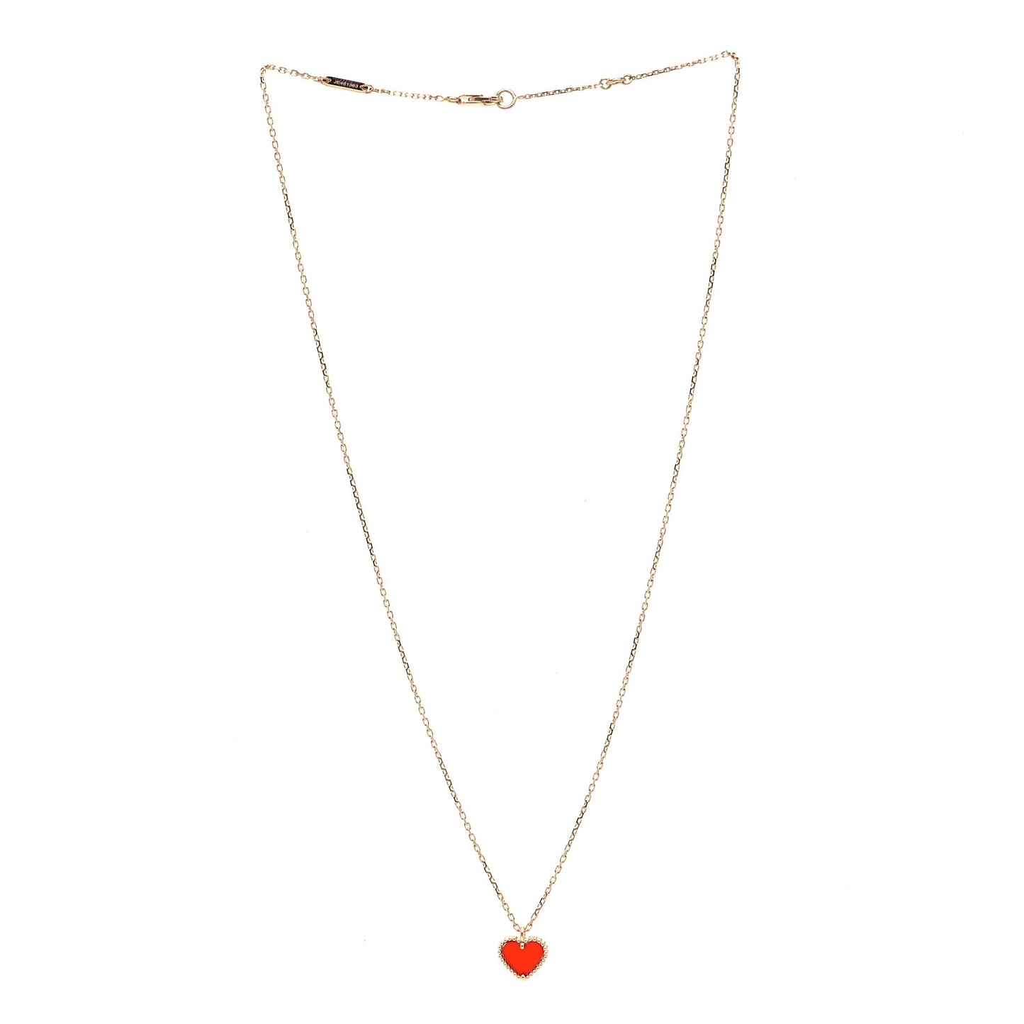18K Rose Gold Carnelian Sweet Alhambra Heart Pendant Necklace