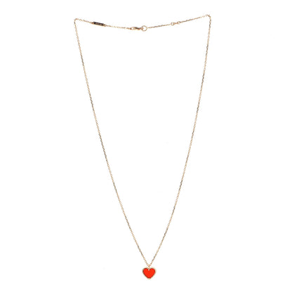 Van Cleef & Arpels 18K Rose Gold Carnelian Sweet Alhambra Heart Pendant Necklace 2 of 5
