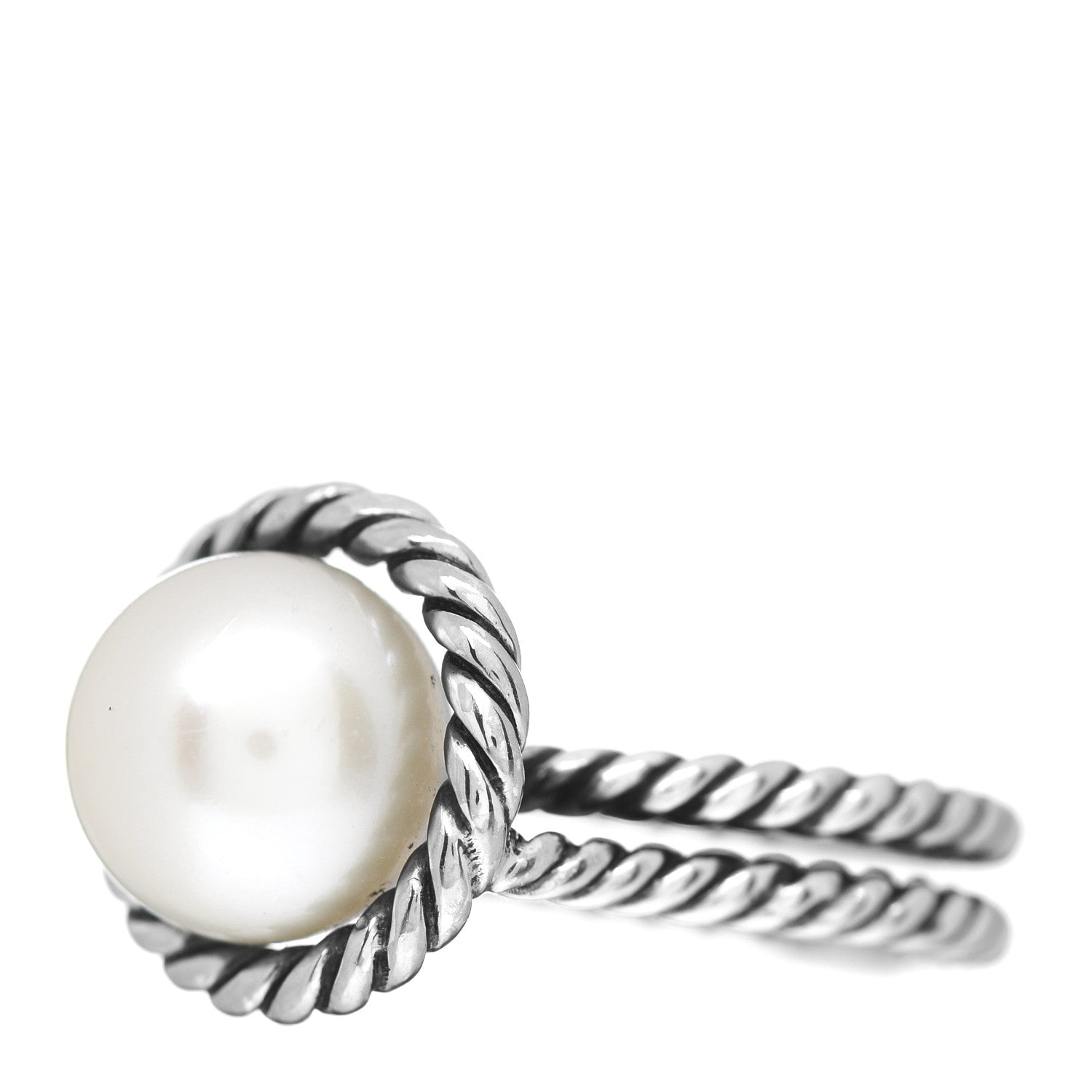 David Yurman Sterling Silver Pearl Cable Ring 52 6 3 of 5