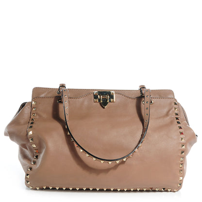 Valentino Garavani Vitello Medium Rockstud Tote Beige 1 of 8
