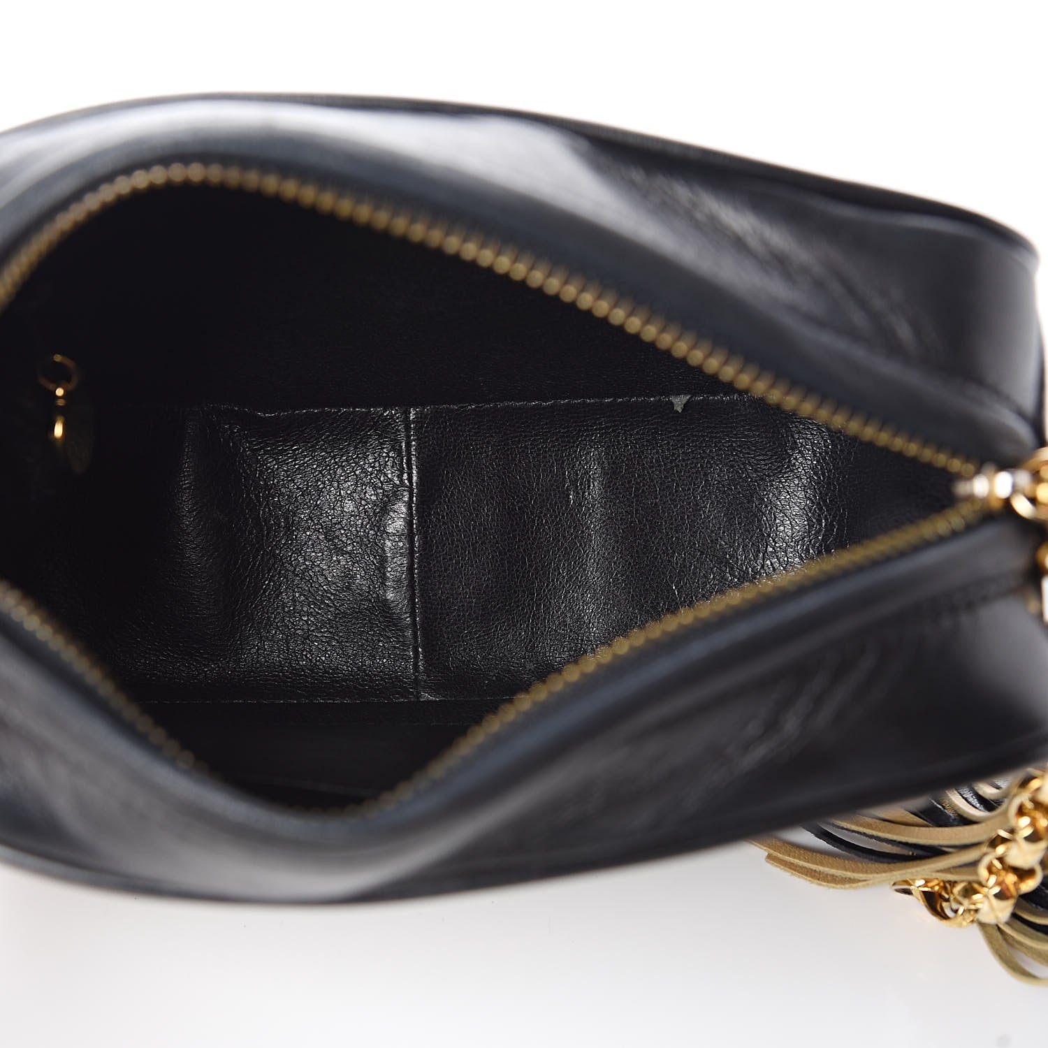 Chanel Lambskin Stitched Tassel Camera Case Black Beige 5 of 13