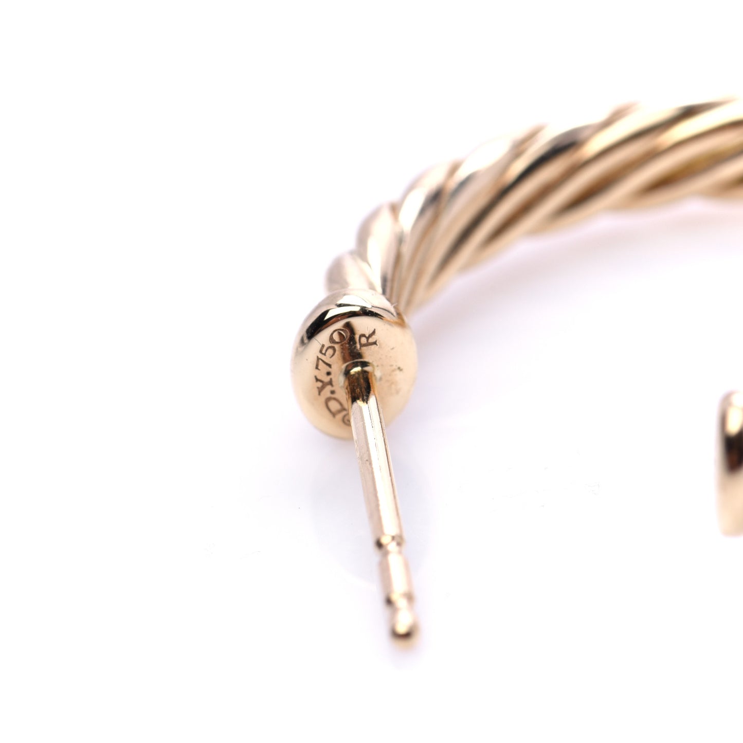 18K Yellow Gold Sculpted Cable Hoop Earrings