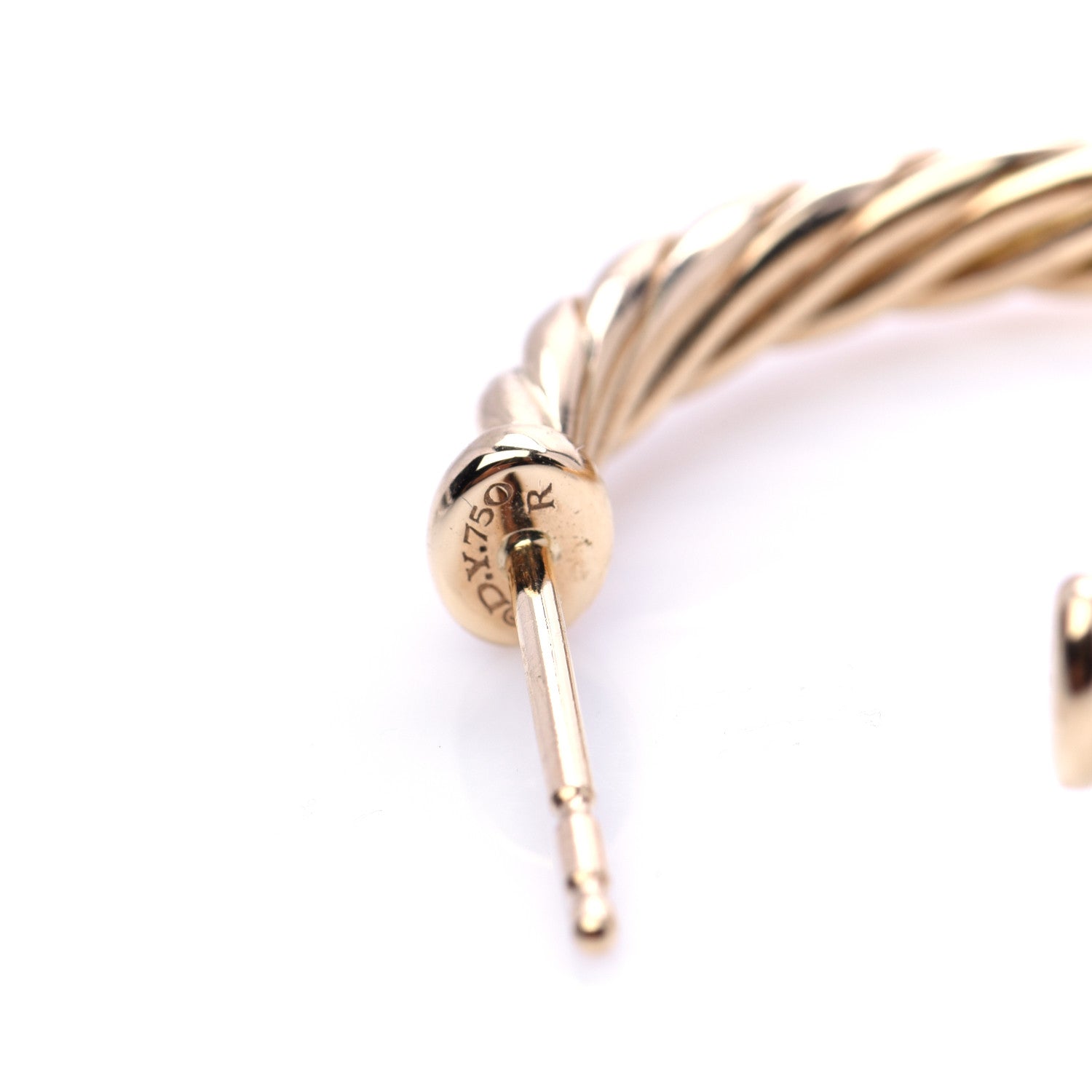 David Yurman 18K Yellow Gold Sculpted Cable Hoop Earrings 5 of 6