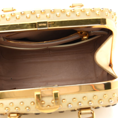 Prada Saffiano Studded Pyramid Bag Gold 5 of 10