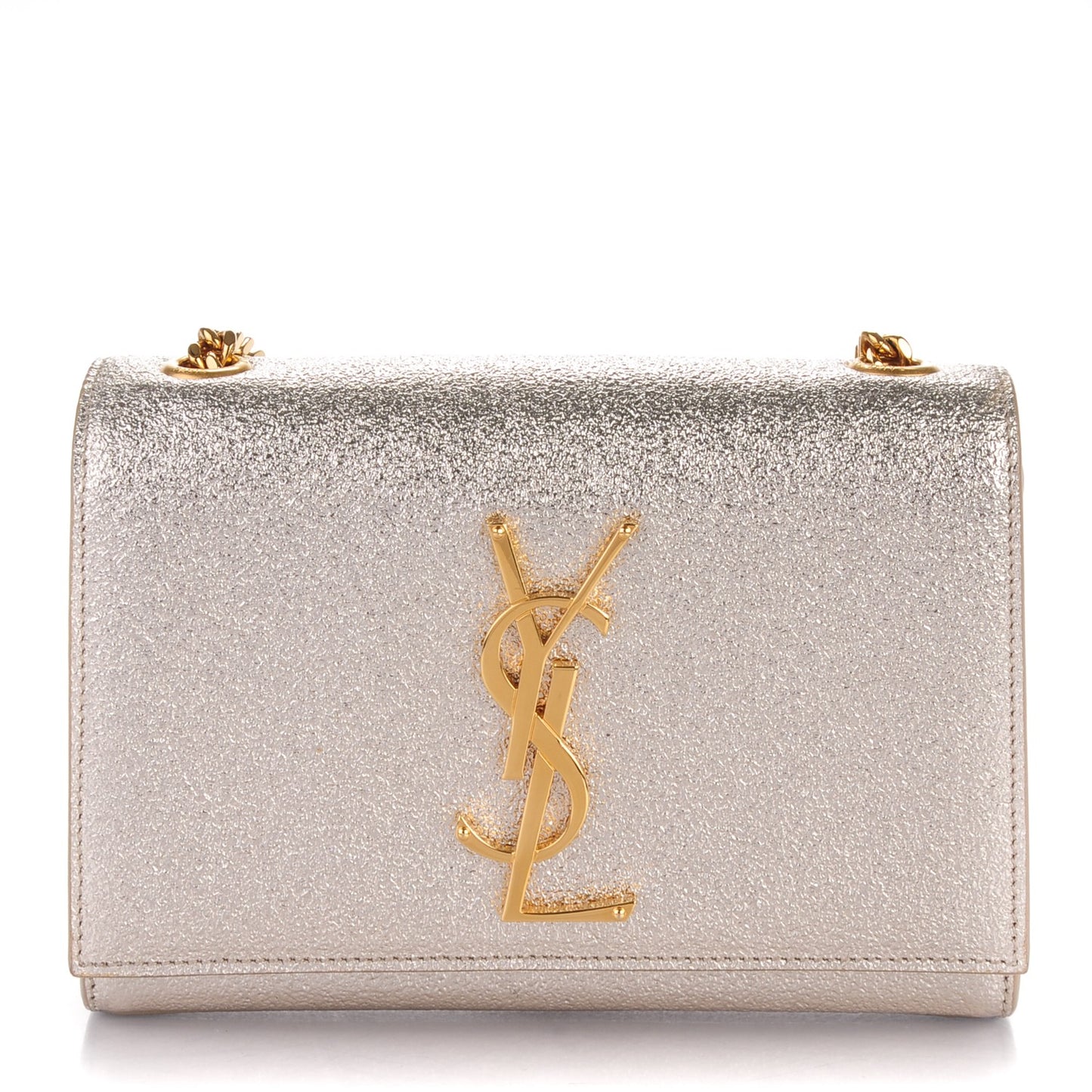 Metallic Calfskin Small Classic Monogram Kate Satchel Pale Gold