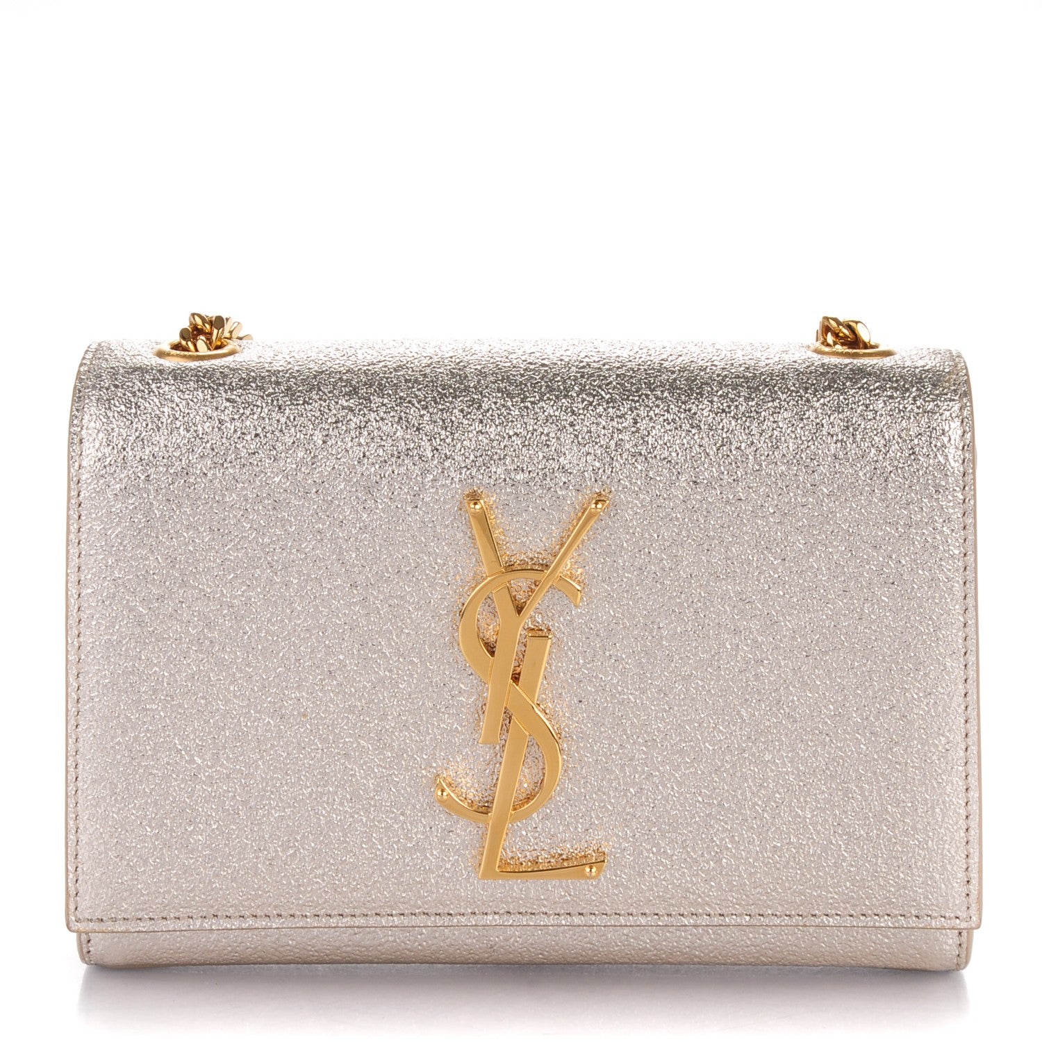 Saint Laurent Metallic Calfskin Small Classic Monogram Kate Satchel Pale Gold 1 of 6