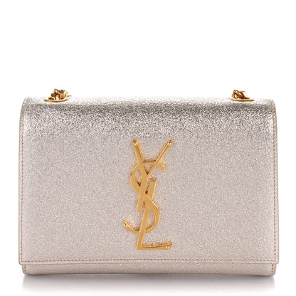 Saint Laurent Metallic Calfskin Small Classic Monogram Kate Satchel Pale Gold 1 of 6