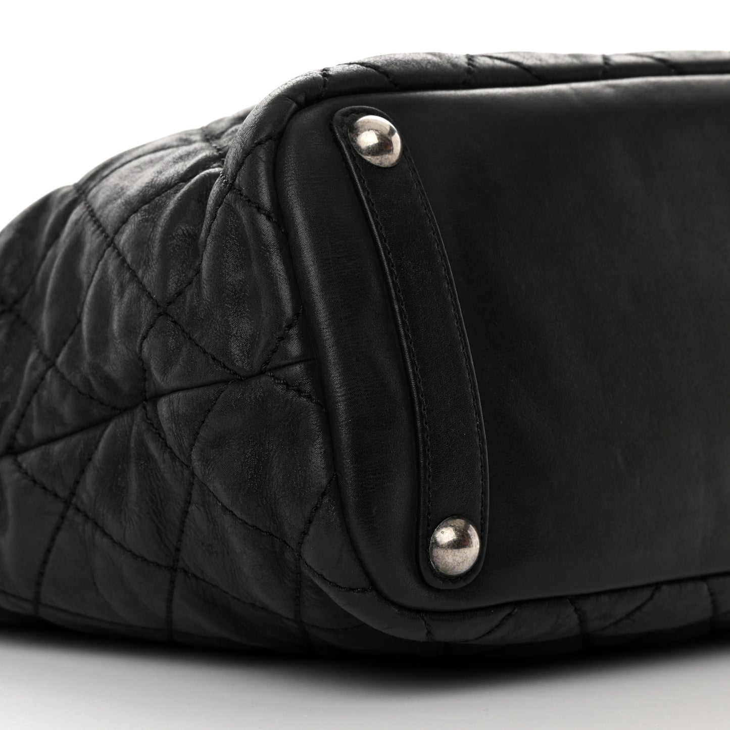 Iridescent Calfskin Quilted In The Mix Shopping Tote Black