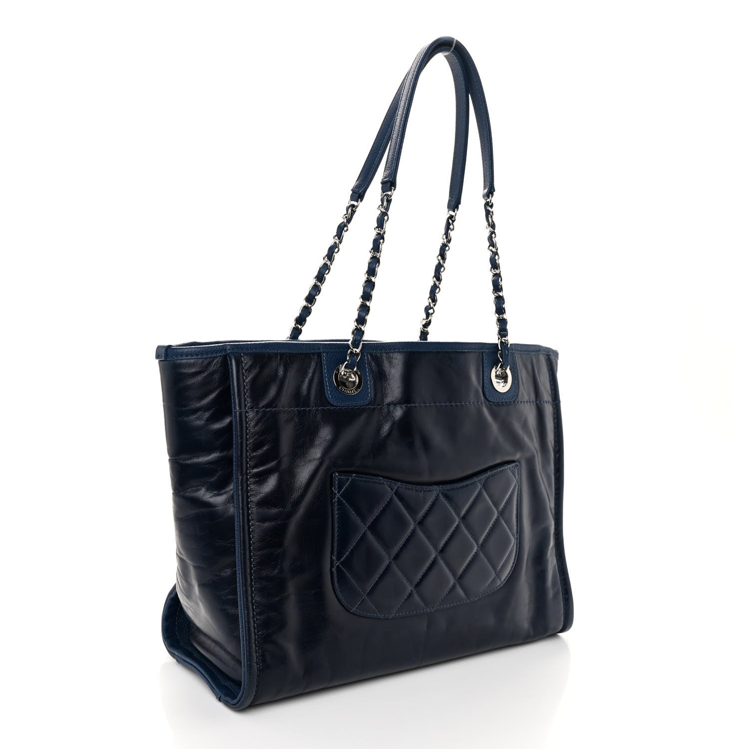 Chanel Glazed Calfskin Small Deauville Tote Blue 3 of 11