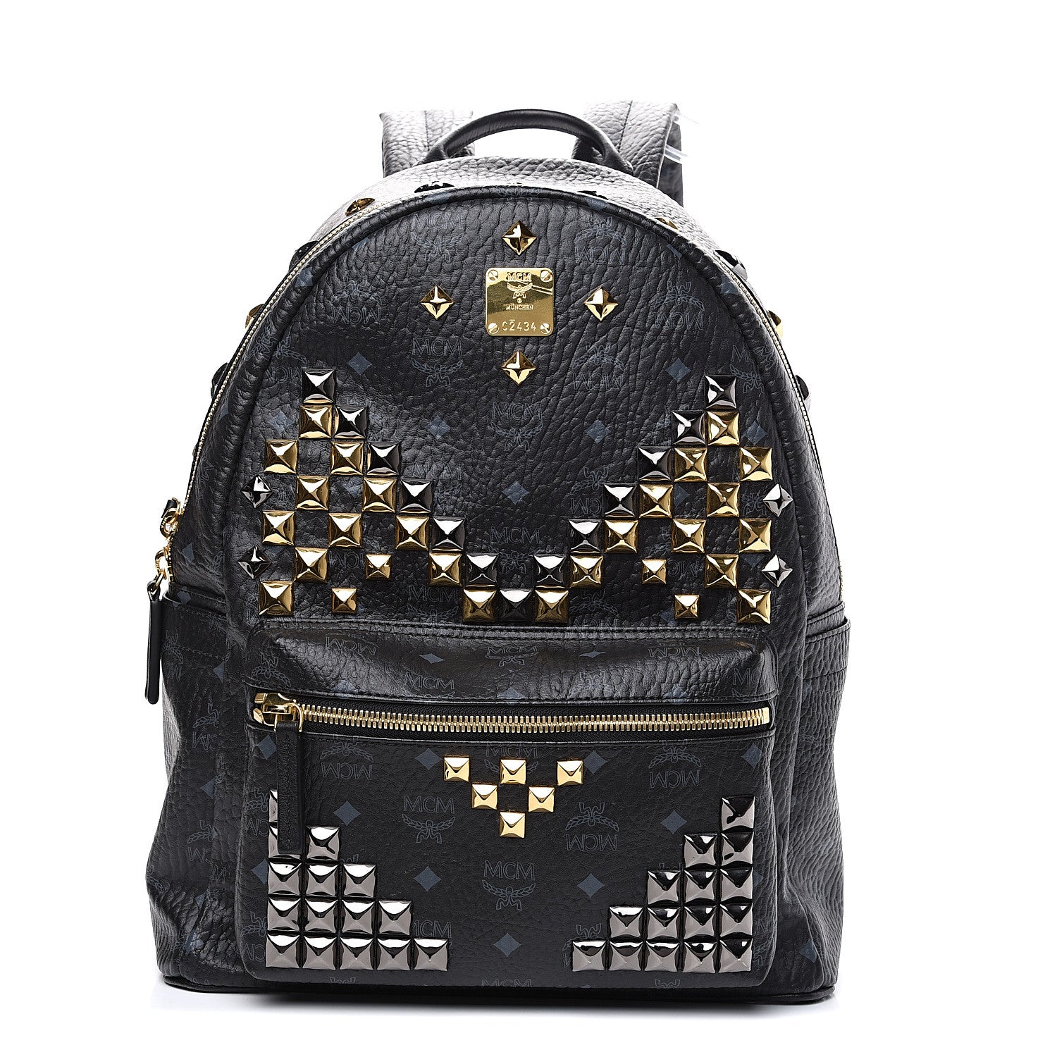 MCM Visetos Studded Medium Stark M Backpack Black 1 of 10