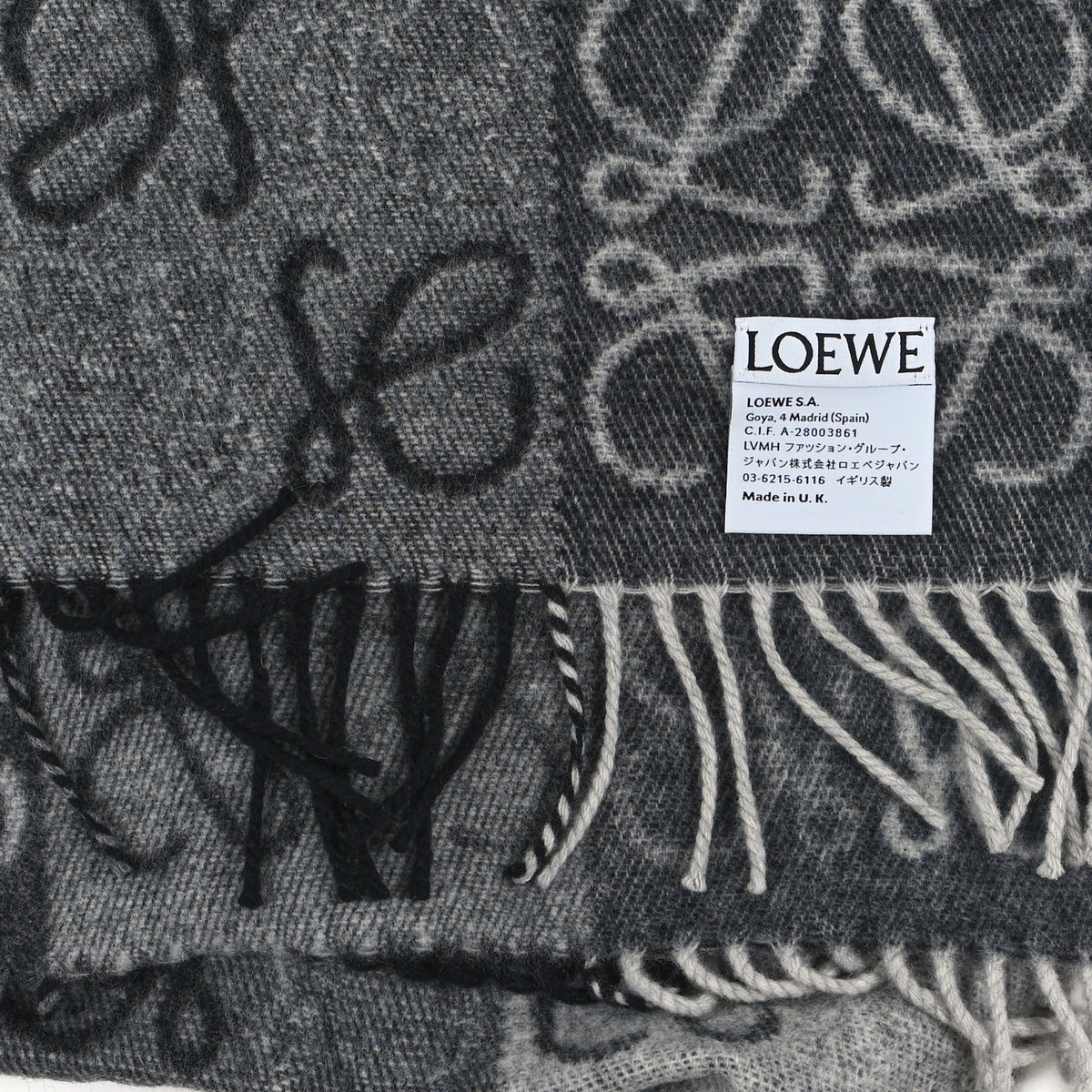 Wool Monogram Classic Scarf Black