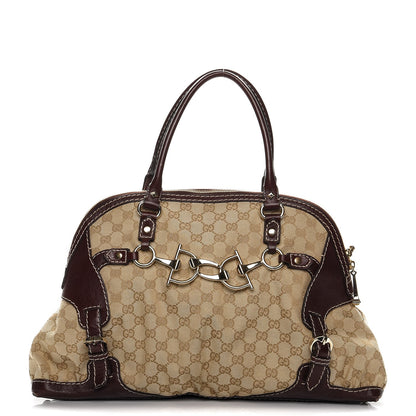 Gucci Monogram Medium Horsebit Nail Boston Brown 1 of 14