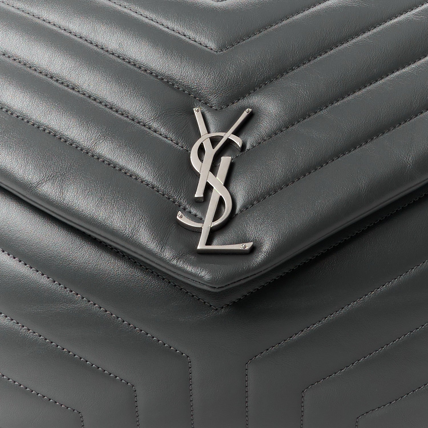 Saint Laurent Calfskin Y Quilted Monogram Large Loulou Chain Satchel Earth 9 of 14