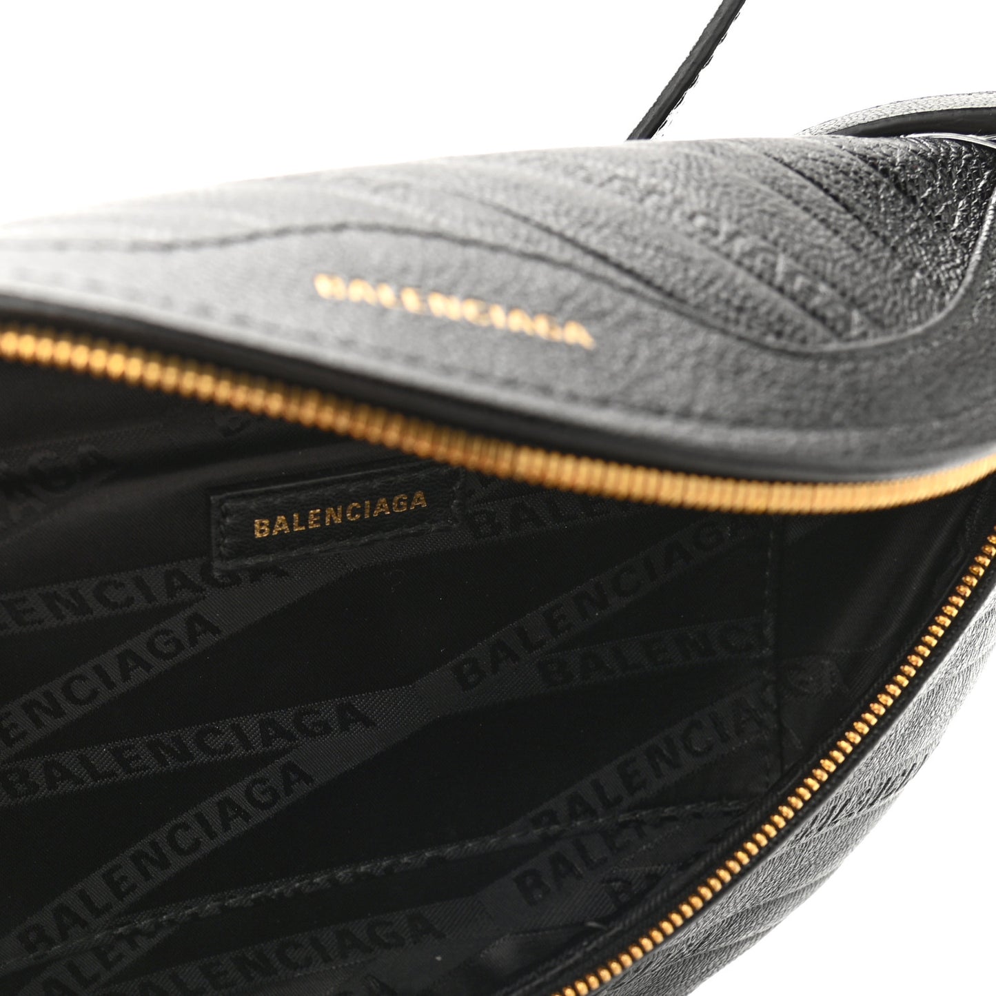 Shiny Goatskin Allover Logo Embossed XXS Souvenir Belt Bag Black