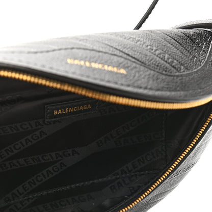 Balenciaga Shiny Goatskin Allover Logo Embossed XXS Souvenir Belt Bag Black 5 of 8