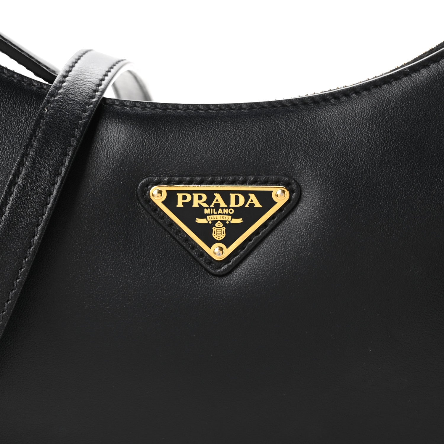 Prada Soft Calfskin Arque Shoulder Bag Black 7 of 9
