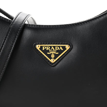 Prada Soft Calfskin Arque Shoulder Bag Black 7 of 9
