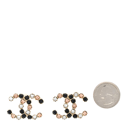 Chanel Metal Baguette Crystal CC Earrings Black Orange 2 of 4