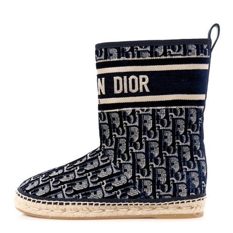 Velvet Oblique Granville Espadrille Boots 36.5 Deep Blue