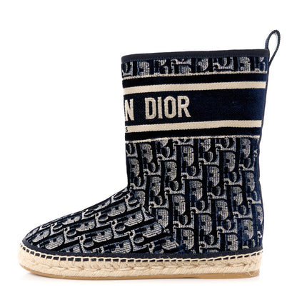 Christian Dior Velvet Oblique Granville Espadrille Boots 36.5 Deep Blue 1 of 8