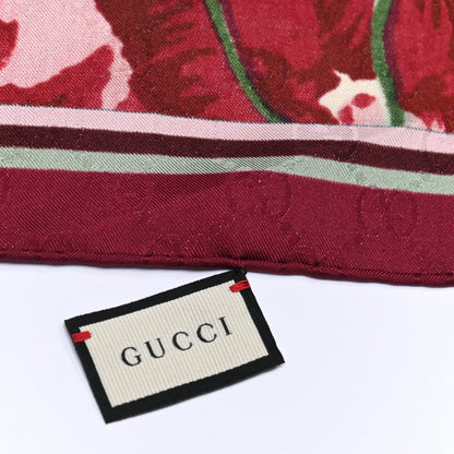 Gucci Silk Jacquard GG Monogram Deep Love Square Scarf Ivory Red 7 of 8
