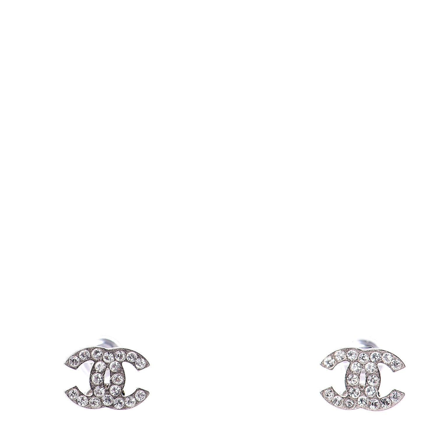 Chanel Crystal Mini Timeless CC Earrings Silver 1 of 5