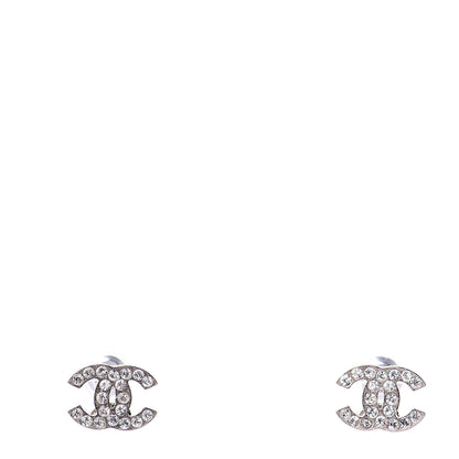 Chanel Crystal Mini Timeless CC Earrings Silver 1 of 5