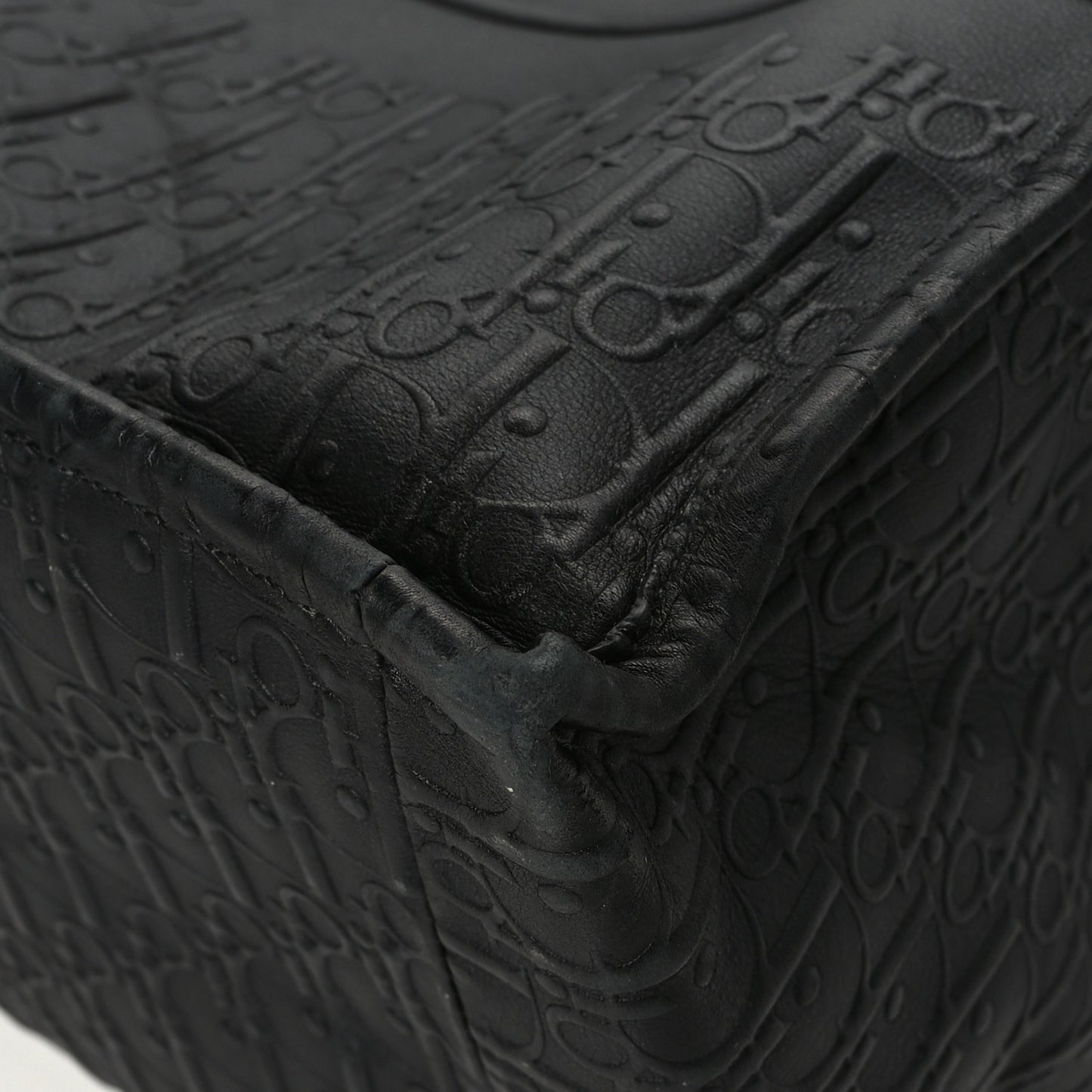 Oblique Calfskin Embossed Large Book Tote Black
