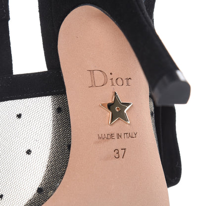 Christian Dior Mesh Plumetis Crystal Suede J'Adior Slingback 100mm Pumps 37 Nude Black 6 of 10