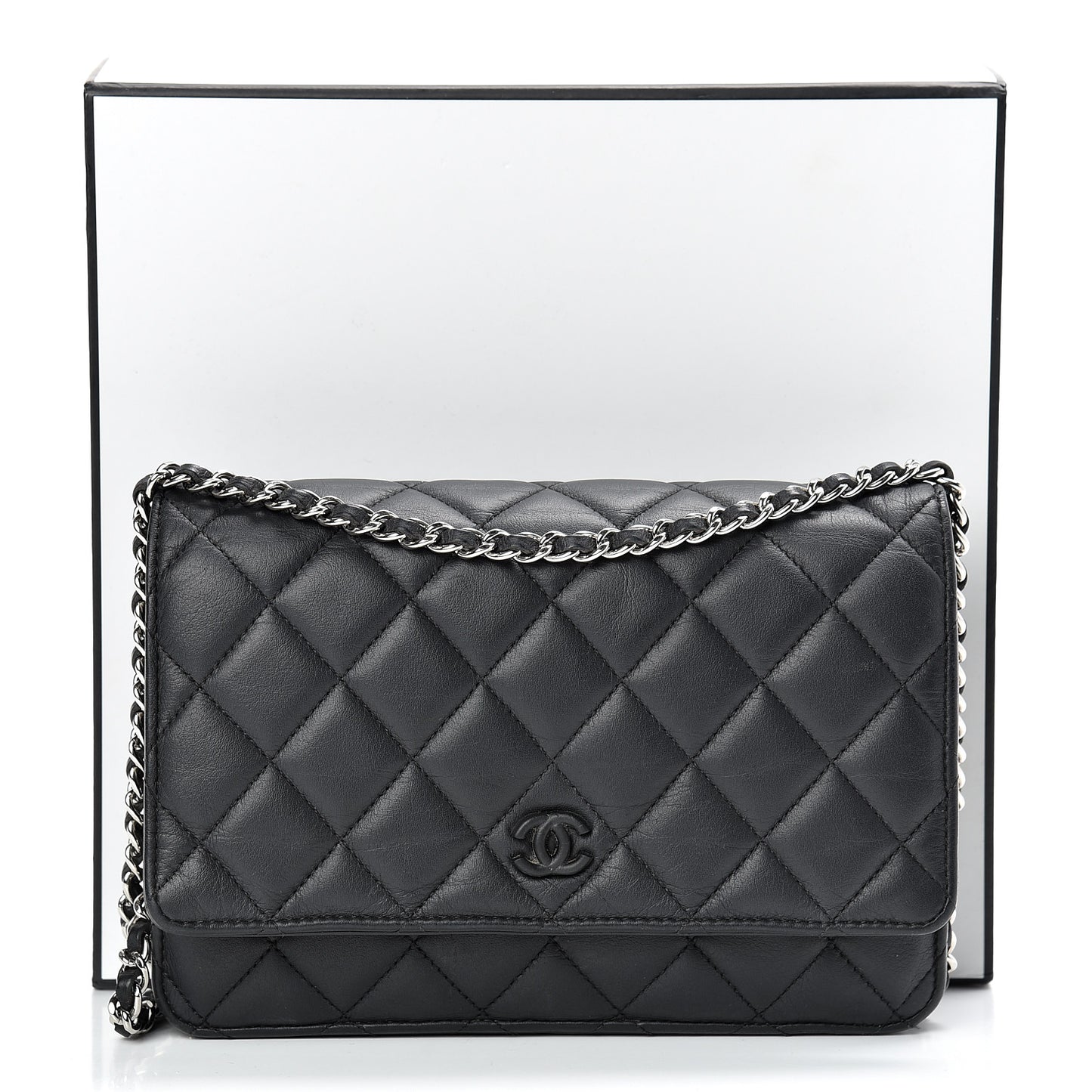 Calfskin Quilted Wallet On Chain WOC So Black