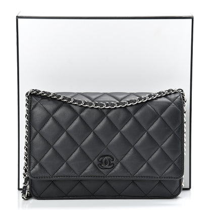 Chanel Calfskin Quilted Wallet On Chain WOC So Black 12 of 12
