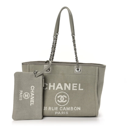 Chanel Mixed Fibers Small Deauville Tote Light Grey 3 of 10