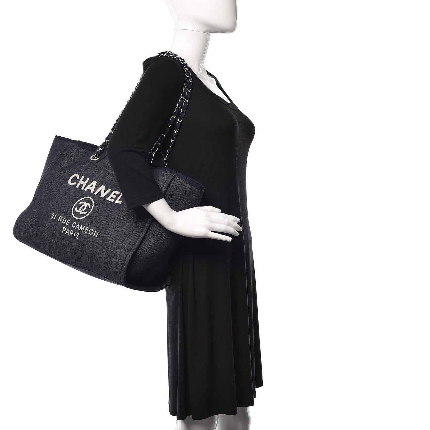 Denim Large Deauville Tote Dark Blue