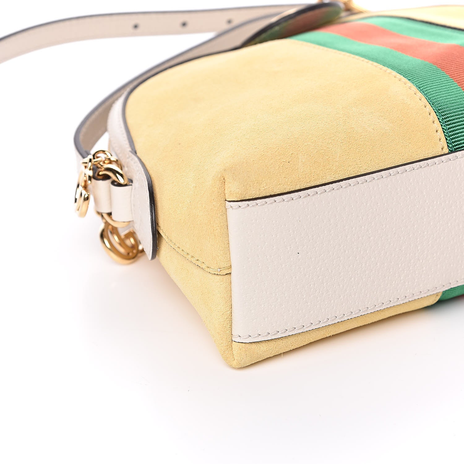 Gucci Suede Calfskin GG Web Small Ophidia Dome Shoulder Bag Burro New Mystic White 8 of 10