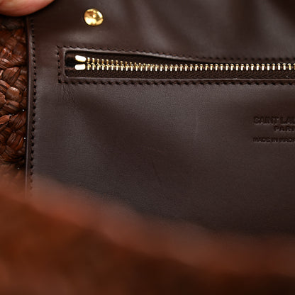 Saint Laurent Raffia Calfskin Medium Panier Tote Dark Chocolate 7 of 12