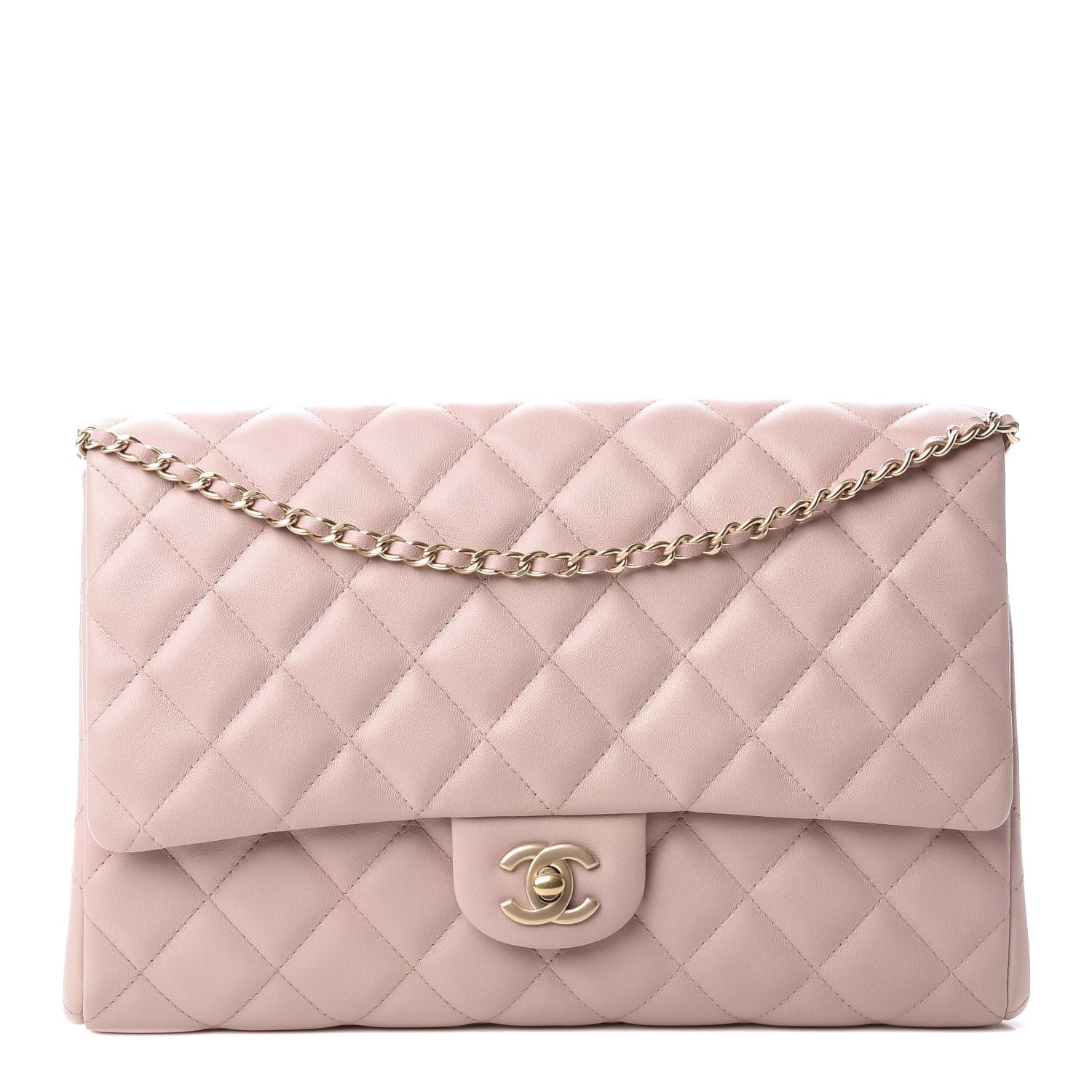 Chanel Lambskin Quilted Clutch With Chain Flap Light Pink 1 of 10