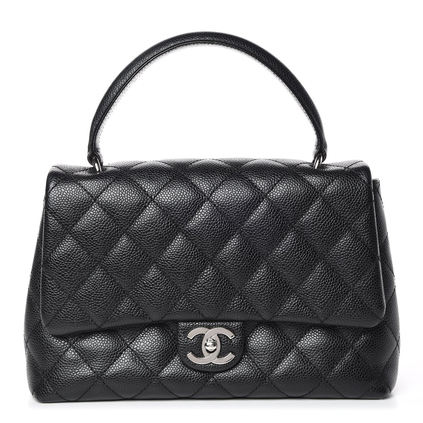 Caviar Quilted Medium Kelly Flap Bag Black