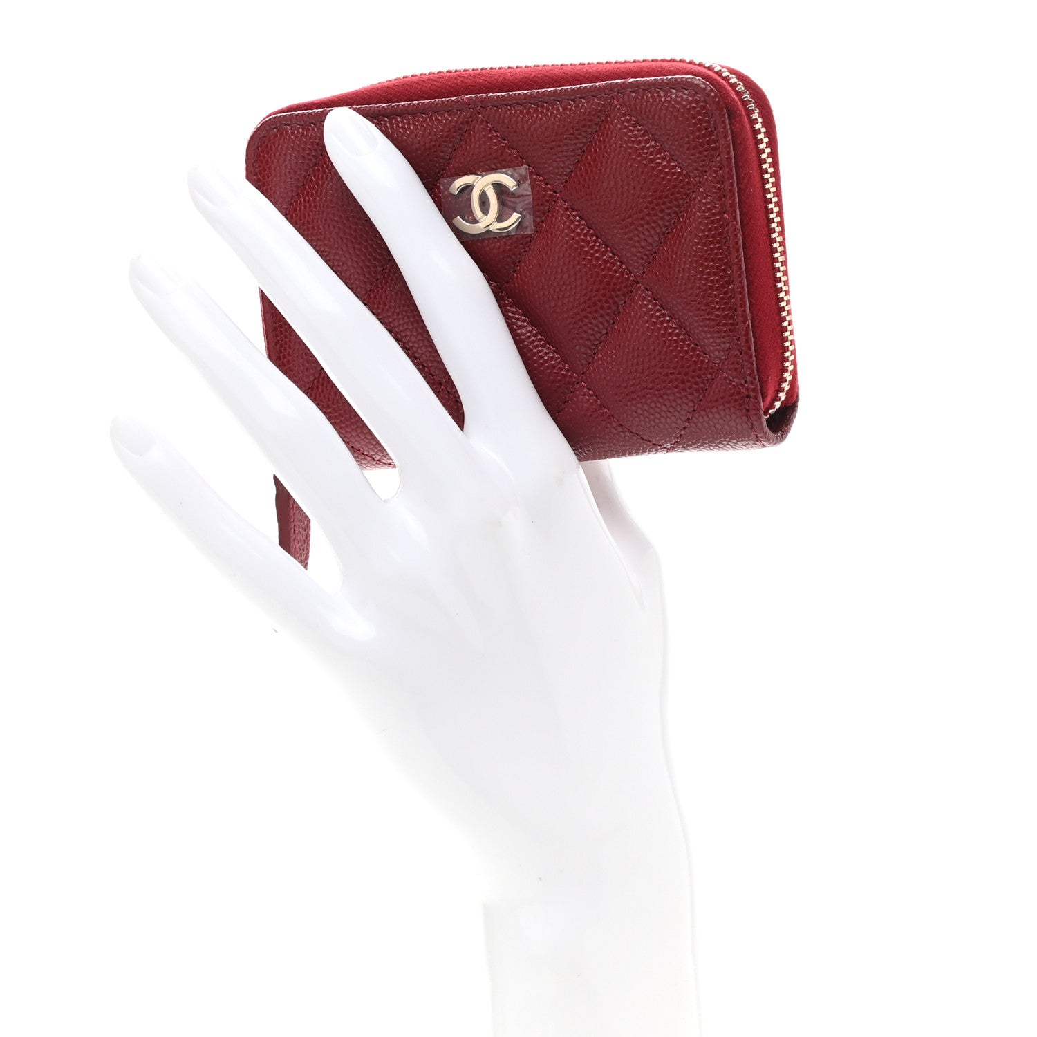 Chanel Caviar Quilted Zip Around Coin Purse Burgundy 2 of 8