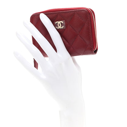 Chanel Caviar Quilted Zip Around Coin Purse Burgundy 2 of 8