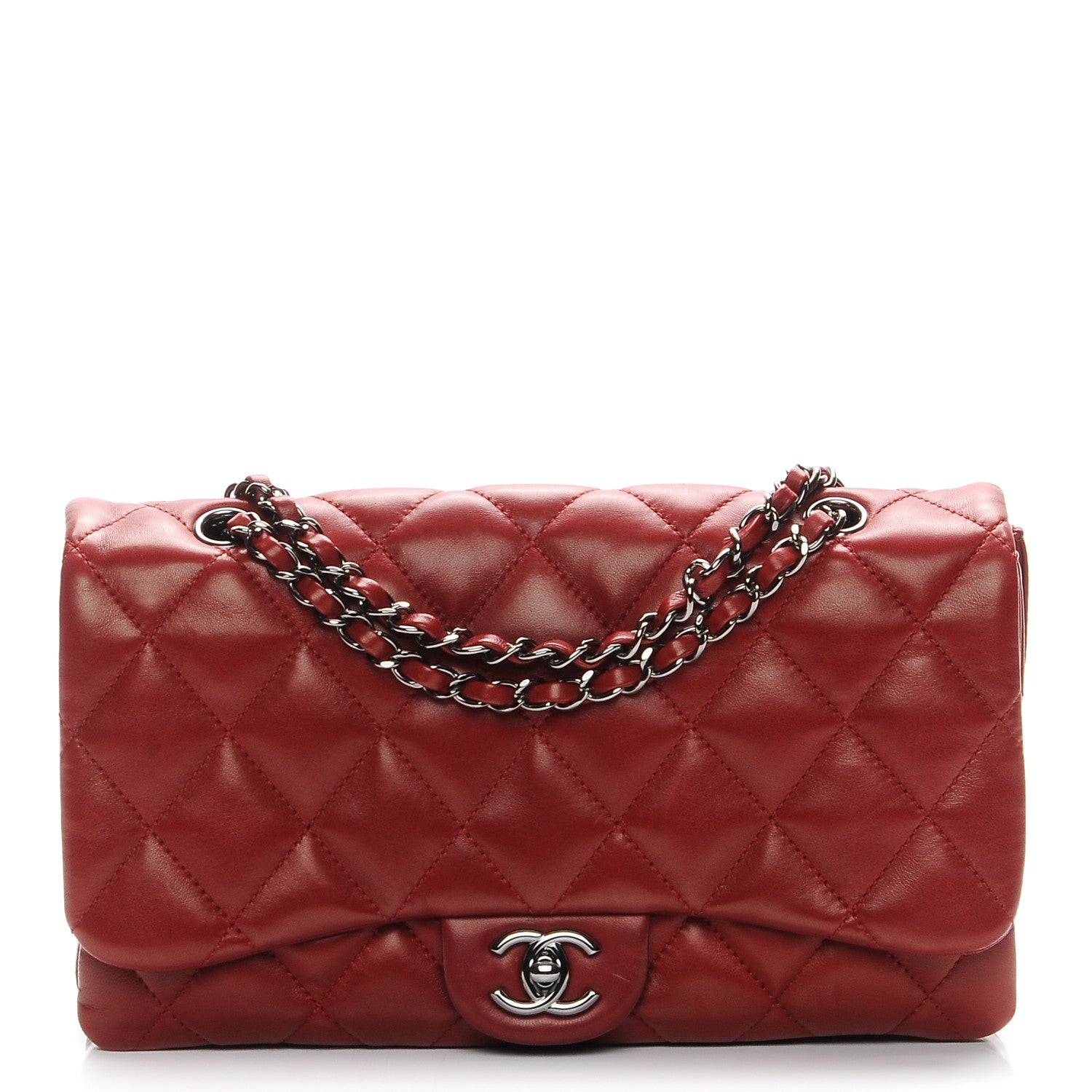 Chanel Lambskin Quilted Large 3 Flap Red 1 of 7