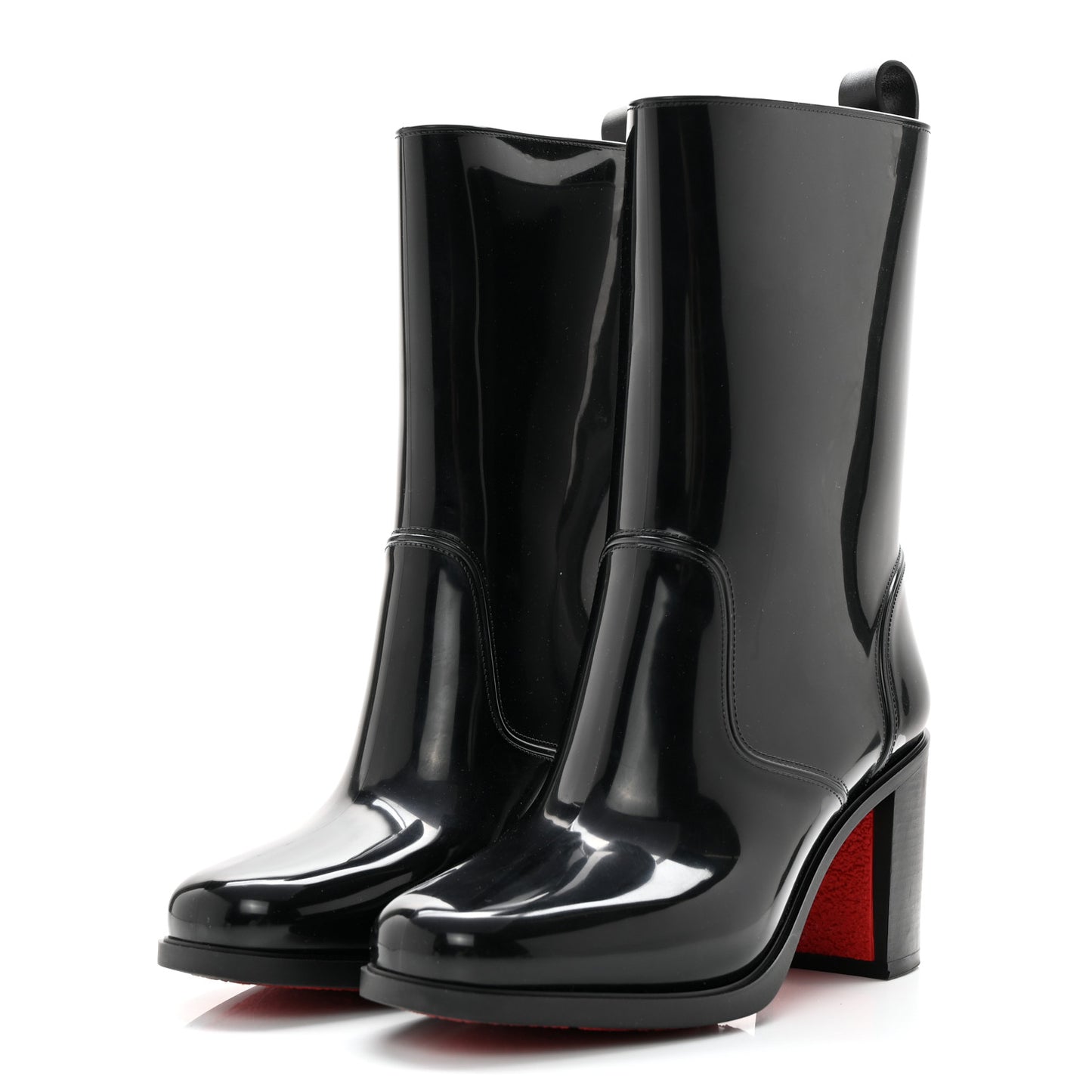 Recycled PVC Calfskin Loubirain 70 Boots 36 Black