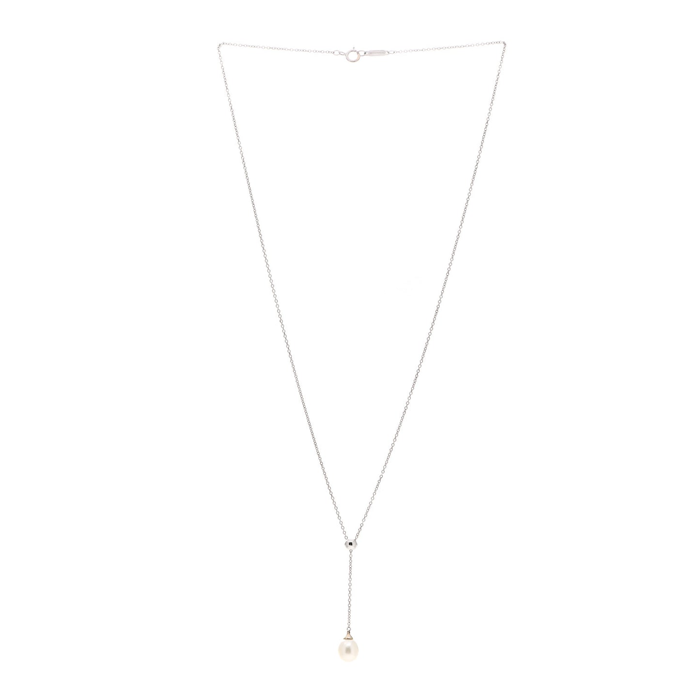 18K White Gold Pearl Drop Pendant Necklace