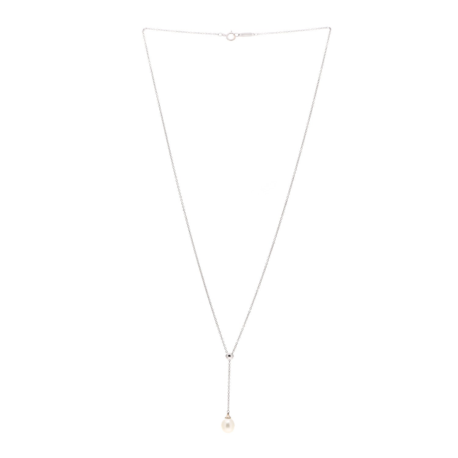 Tiffany 18K White Gold Pearl Drop Pendant Necklace 3 of 5