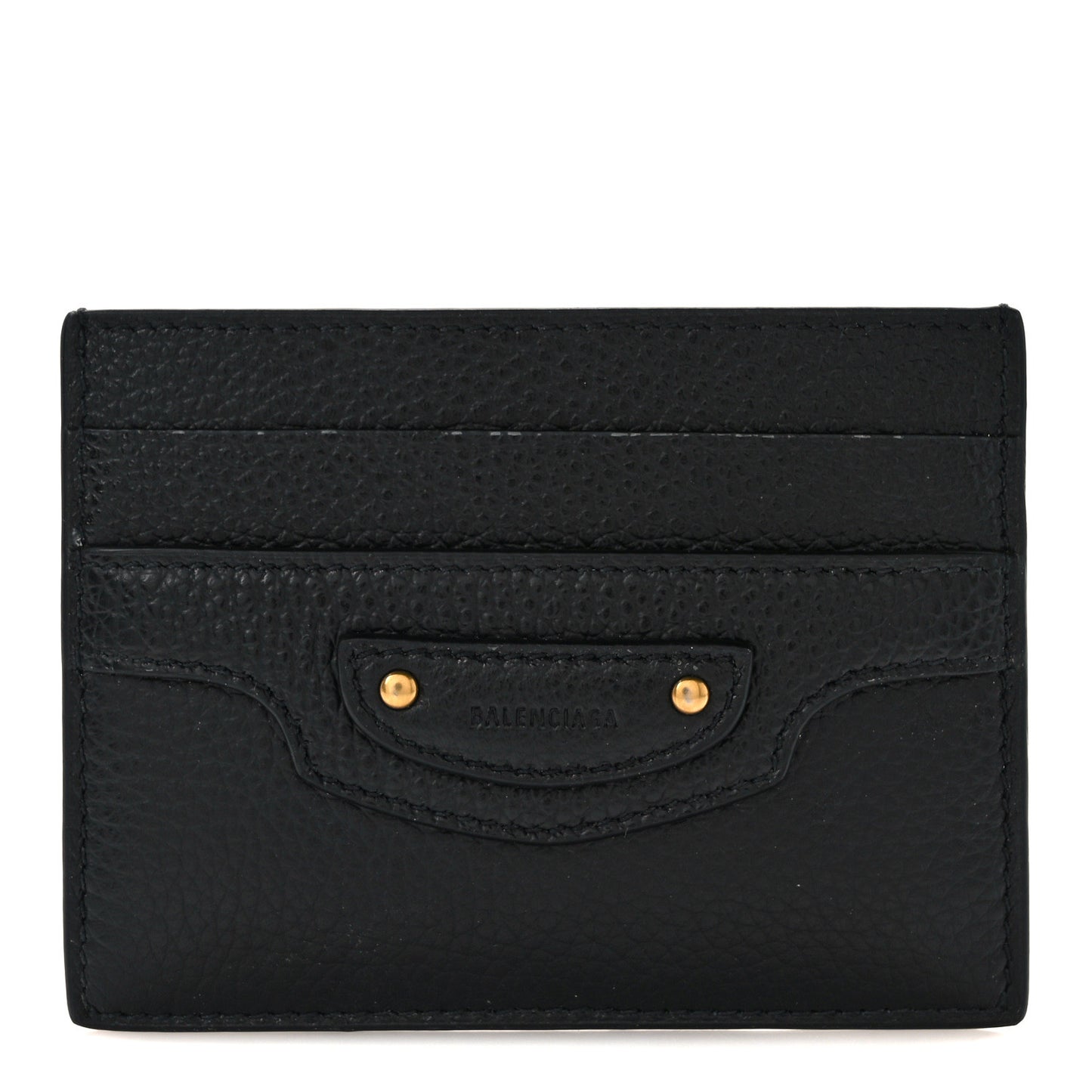 Grained Calfskin Neo Classic Gold Hardware Card Holder Black