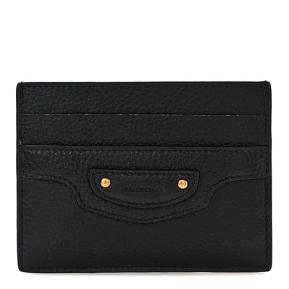 Balenciaga Grained Calfskin Neo Classic Gold Hardware Card Holder Black 1 of 8