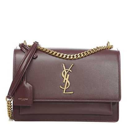 Saint Laurent Calfskin Medium Monogram Sunset Bordeaux 1 of 10