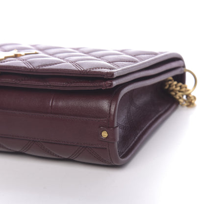 Saint Laurent Lambskin Quilted Mini Becky Chain Bag Burgundy 8 of 9