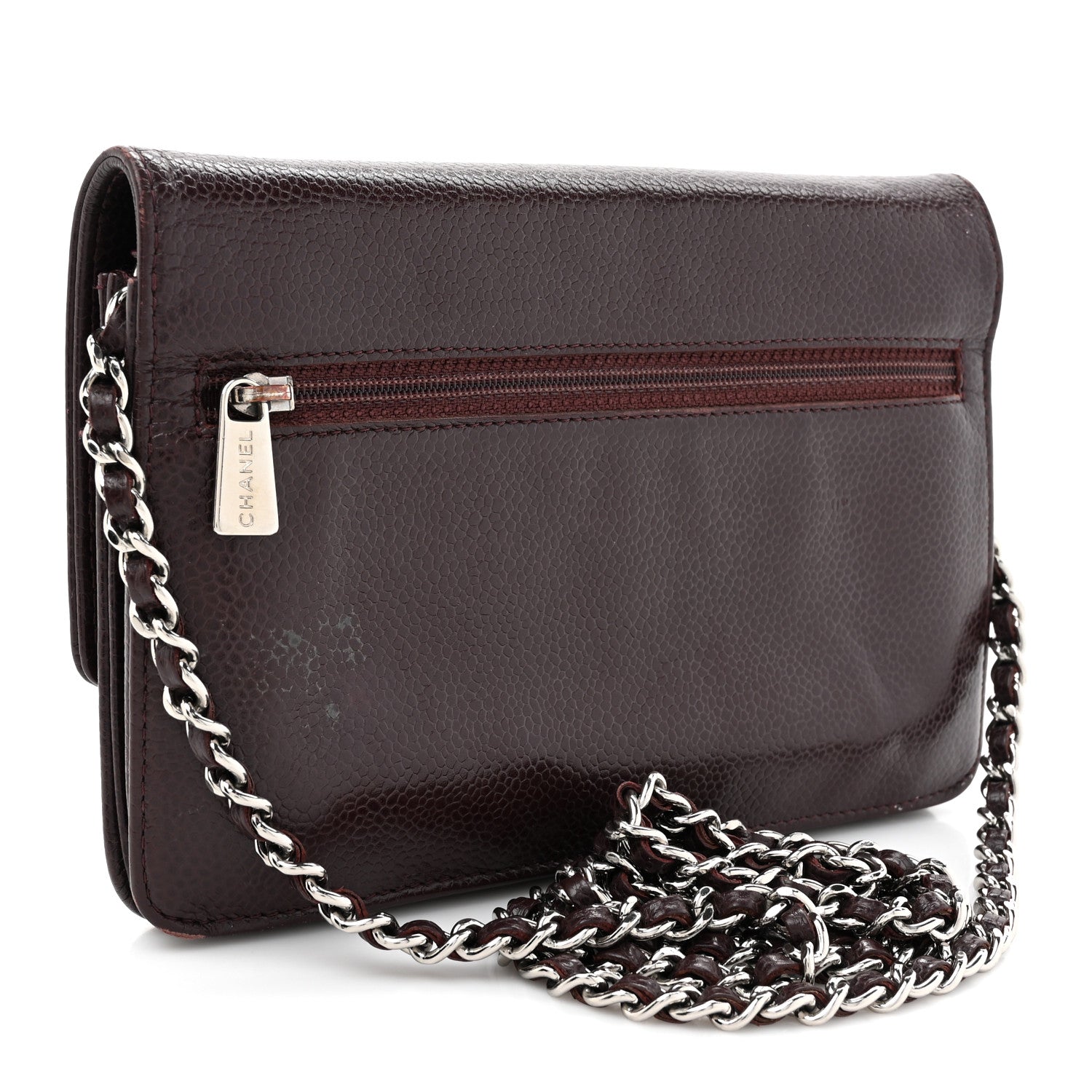 Chanel Caviar Timeless CC Wallet On Chain WOC Dark Brown 3 of 17