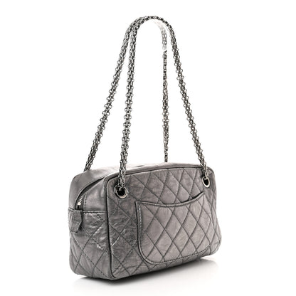 Chanel Metallic Aged Calfskin Quilted Medium Reissue Camera Case Dark Silver 3 of 21